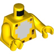 Torso, Pixelated White Fur, Black Leopard Spots Print, Yellow Arms and Hands