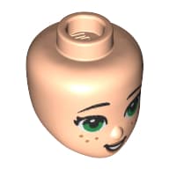 Minidoll Head, Big Green Eyes, Freckles Print