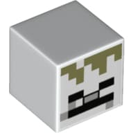 Minifig Head Special, Cube with Pixelated Black Eyes, Olive Green Pixels Print