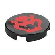 Tile Round 2 x 2 with Red Bowser Skull Print
