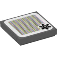 Tile 2 x 2 with Gear and Barcode Print (Sticker)