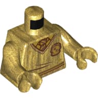 Torso Sweater, V-Neck with Hogwarts Crest and Tie Print, Pearl Gold Arms and Hands