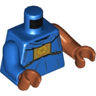Torso, Odd Arms, Robes with Gold Chestplate with Bright Light Orange Hexagon Symbol Print, Left Dark Orange Arm, Right Blue Arm, Dark Orange Hands