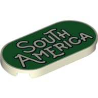 Tile Round 2 x 4 with 'South America' on Green Background Print
