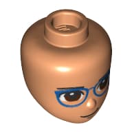 Minidoll Head, Dark Blue glasses, Brown Eyes, Stern Print