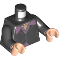 Torso Jacket, Buttoned over Lavender Shirt Print, Black Arms, Light Nougat Hands