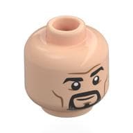 Minifig Head Doctor Strange, Goatee, Dark Orange Lines, Smirk / Scowl Print