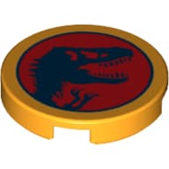 Tile Round 2 x 2 with T-Rex Skeleton Silhouette (Jurassic Park Logo) Print