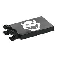 Tile Special 2 x 3 with 2 Clips with Bowser Head Print
