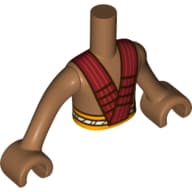 Minidoll Torso Boy with Bright Light Orange Waist, Red Straps Print, Medium Nougat Arms and Hands