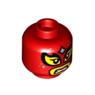 Minifig Head Scorpion Luchadora, Face Mask, Eyelashes, Peach Lips / Crossed Ties Print
