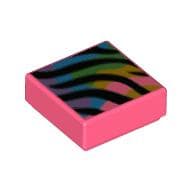 Tile 1 x 1 with Rainbow Colors, Black Stripes Print