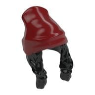 Hair and Hat, Two Braids and Beanie, Dark Red Pattern