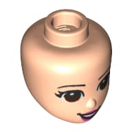 Minidoll Head, Reddish Brown Eyes, Dark Pink Lips, Open Smile Print