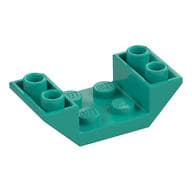 Brick Sloped Inverted 45° 4 x 2 Double with 2 x 2 Recessed em Turquesa escuro