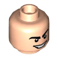 Minifig Head Rhino, Thick Eyebrows, Evil Smile with Teeth Print