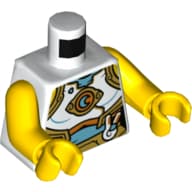Torso, Armor with Gold Trim, Medium Azure Belly, Crescent Moon Emblem Print, Yellow Arms and Hands