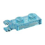 Plate Special 1 x 2 with Clip Horizontal on End em Azul claro translúcido