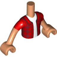 Minidoll Torso Boy with Red Plaid Shirt/Jacket, White Shirt Print, Nougat Arms and Hands