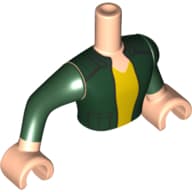 Minidoll Torso Man with Dark Green Jacket, Yellow Shirt Print, Light Nougat Arms and Hands