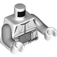 Torso Armour, Scout Trooper, Dark Bluish Gray Chest Panel Print, Light Bluish Gray Arms, White Hands