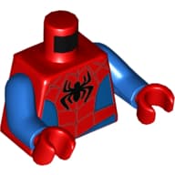 Torso Bodysuit, Blue Sides and Waist, Webbing, Black Spider Print (Spider-Man), Blue Arms, Red Hands