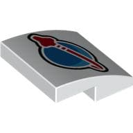 Brick Curved 2 x 2 x 2/3 with Classic Space Logo Print
