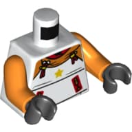 Torso, Orange Hoody, Yellow Star, Red Zippers Print, Orange Arms, Black Hands