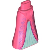 Minidoll Hips and Full Length Skirt with Glitter-Pink Decorations, White Under-Dress, Dark Pink Trim