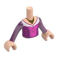 Minidoll Torso Girl with Dark Pink/Dark Purple Dress, White Trim Print with Light Nougat Hands