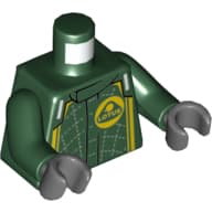 Torso Racing Jacket, Yellow Trim, Lotus Logo, and Seamlines Print, Dark Green Arms, Dark Bluish Gray Hands
