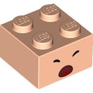 Brick 2 x 2 with Face, Scared Open Mouth, Closed Eyes Print