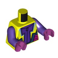 Torso, Dark Purple/Neon Yellow/Dark Blue/Magenta Racing Suit Print, Dark Purple Arms, Magenta Hands