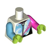 Torso, Odd Arms, Jacket, Zipper, Bright Light Blue, Dark Pink, and Medium Azure Swirls Print, Left Dark Pink Arm, Right Medium Azure Arm, Lime Hands