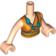 Minidoll Torso Woman, Orange Dress, Bright Light Orange Belt, Dark Turquoise Necklace, Light Nougat Arms and Hands