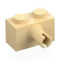 Brick Special 1 x 2 with Pin - Bottom Stud Holder em Bege