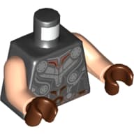 Torso, Armor, Silver and Reddish Brown Trim Print, Light Nougat Arms, Reddish Brown Hands