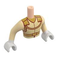 Minidoll Torso Man with Gold Belt, Lapels Print, White Hands