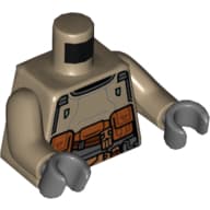 Torso Tunic, Dark Bluish Gray Trim, Utility Belt with Dark Orange Pouches Print, Dark Tan Arms, Dark Bluish Grey Hands