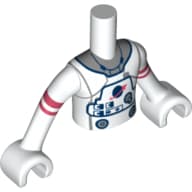 Minidoll Torso Boy with White Astronaut Suit, Dark Blue Trim, Coral Stripes Print, White Arms and Hands