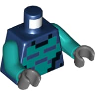 Torso, Pixelated Dark Turquoise, and Black Squares Print, Dark Turquoise Arms, Dark Bluish Gray Hands