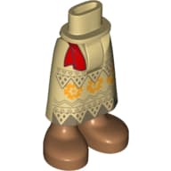 Minidoll Hips and Skirt with Ankles White Apron, Red Sash, Dark Tan/Orange Decorations, Nougat Feet Print