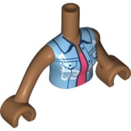 Minidoll Torso Woman with Medium Azure Jacket, Coral Shirt Print, Medium Nougat Arms and Hands