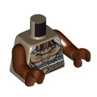 Torso, Monkey Face, Sand Blue Decorations Print, Reddish Brown Arms, Reddish Brown Hands