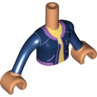 Minidoll Torso Girl with Dark Blue Jacket, Bright Light Yellow Shirt, Lavender Trim Print, Nougat Arms and Hands
