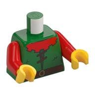 Torso Tunic, Forestman, Red Collar, Dark Brown Laces and Belt Print, Red Arms, Yellow Hands