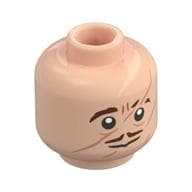 Minifig Head Remus Lupin, Brown Eyebrows and Moustache, Large Scar, Neutral / Yellow Eyes with Open Mouth Print