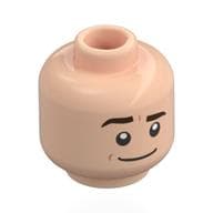 Minifig Head Jim Halpert, Thick Dark Brown Eyebrows, Smile with Raised Eyebrow / Neutral Print
