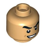 Minifig Head, Raised Eyebrow, Crooked Mean Smile Print