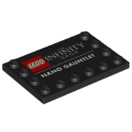 Plate Special 4 x 6, Studs on 3 Edges with LEGO Logo, 'THE INFINITY SAGA', and 'NANO GAUNTLET' Print